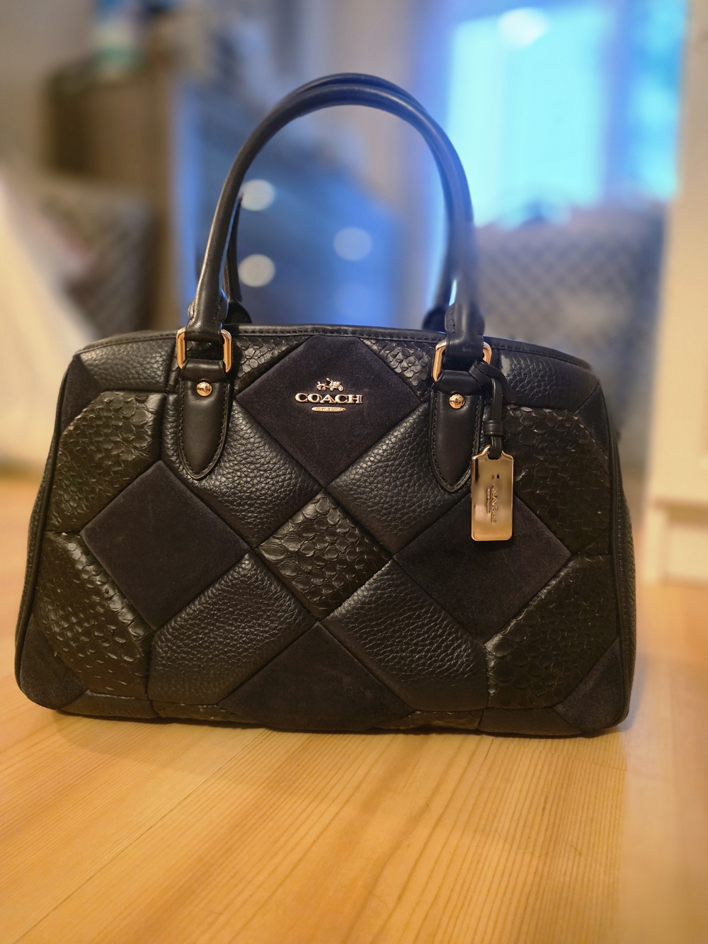 COACH Navy Quilted Leather & Suede Carryall ✨Limited Edition✨